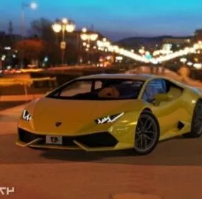 Yellow Lamborghini Huracan Car 3d model