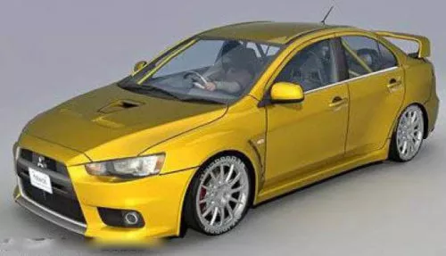Yellow Mitsubishi Lancer Evolution Car 3d model Yellow Mitsubishi Lancer Evolution Car 3d model
