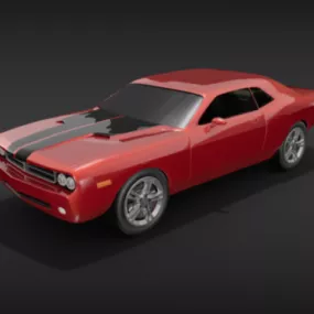 Red Vintage Dodge Challenger Car 3d model