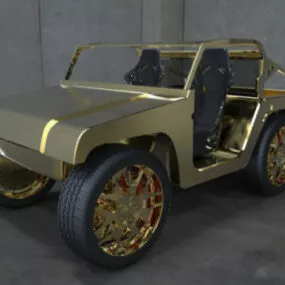 24k Gold Jeep Decor 3d model