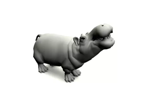 Animal Hippo With Rig 3d model Animal Hippo With Rig 3d model