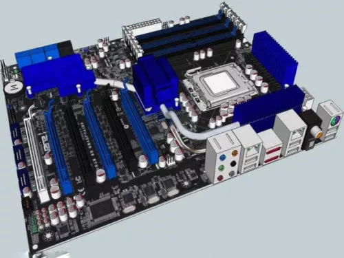 Desktop Office Computer With Lcd Keyboard 3d model
