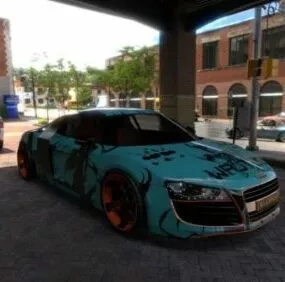 Blue Audi R8 V10 Car 3d model