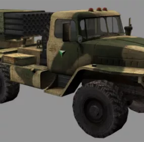 Soviet Bm-21 Truck Rocket Launcher. 3d model