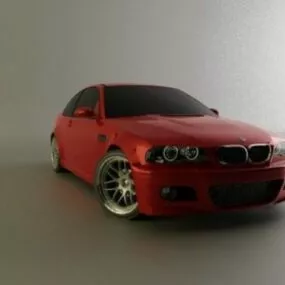 Red Paint Bmw E46 M3 Car 3d model