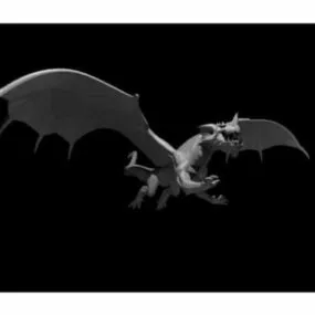 Blue Dragon Flying Character Sculpture 3d model