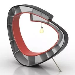 Modern Curved Bookshelf Design 3d model