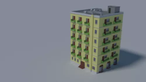 Apartment Building With Balcony 3d model Apartment Building With Balcony 3d model