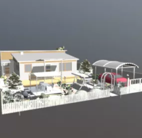Bungalow House Building 3d model
