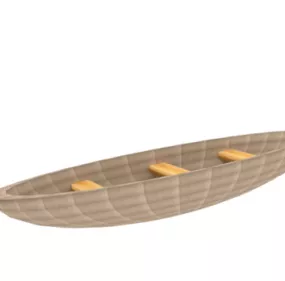 Wooden Canoe Boat 3d model