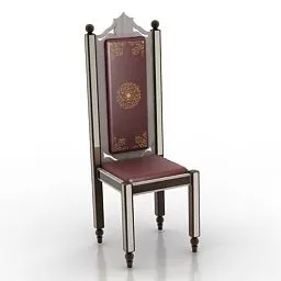 Wooden Throne Chair High Back 3d model