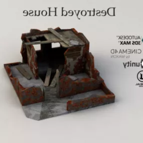 Destroyed House Building 3d model