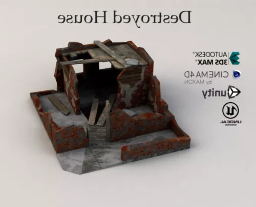 Destroyed House Building 3d model Destroyed House Building 3d model