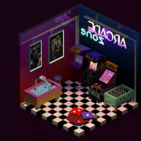 Gaming Room Design Game Style 3d model