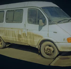 Old Dirty Minibus Car 3d model