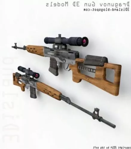 Dragunov Sniper Gun Weapon 3d model Dragunov Sniper Gun Weapon 3d model