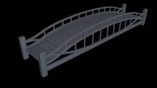 Wood Bridge On Lake Scene 3d model