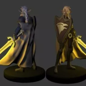Elf Paladin Miniature Character 3d model