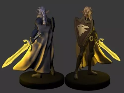 Elf Paladin Miniature Character 3d model Elf Paladin Miniature Character 3d model