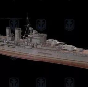 Exeter Navy War Ship 3d model