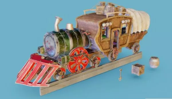 Vintage Locomotive Running With Smoke 3d model