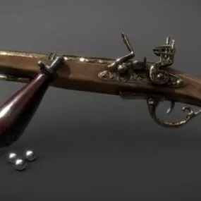 Flintlock Pistol Gun 3d model