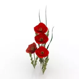 Lowpoly Plant Flower California Poppies 3d model