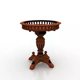 Classic Wooden Flower Table 3d model