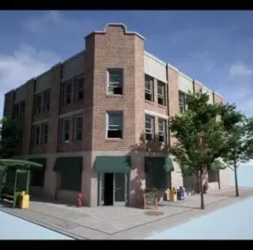 City Corner Road Office Building 3d model