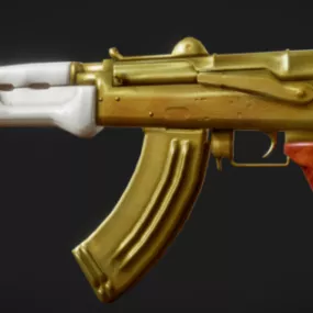 Golden Aks-74u Gun 3d model