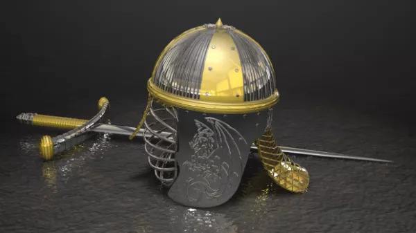 Medieval Helmet And Sword 3d model Medieval Helmet And Sword 3d model