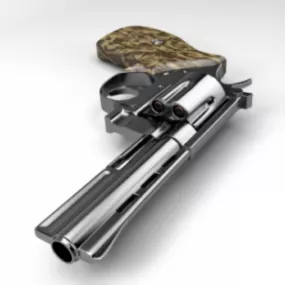 Silver Revolver Hand Gun 3d model