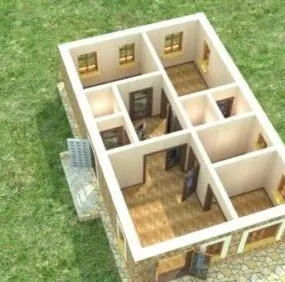 House With Rooms Interior Design 3d model
