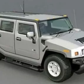 Silver Hummer H3 Car 3d model