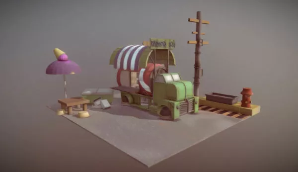 Antique Camper Van 3d model