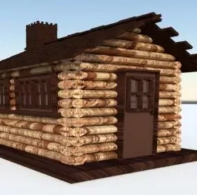 Wooden Log Cabin House 3d model