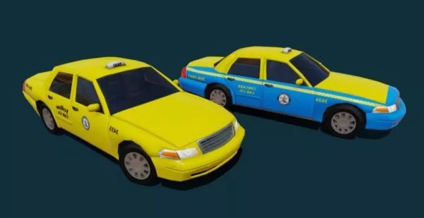 Cartoon Vintage Taxi Cab 3d model