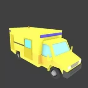Yellow Lowpoly Ambulance Car 3d model