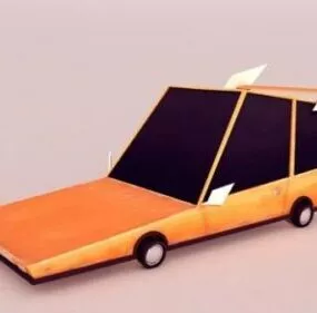 Lowpoly Yellow Cartoon Car 3d model