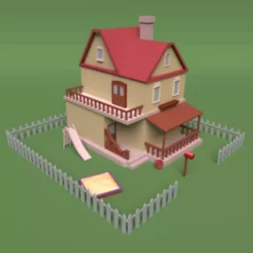 Lowpoly Country House Design 3d model