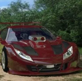Lowpoly Race Car Red Color 3d model