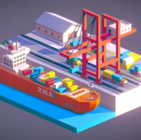 Lowpoly Storage Ship Design 3d model
