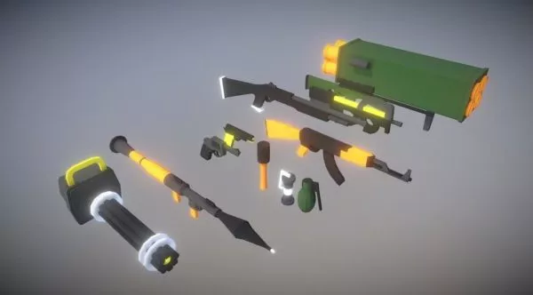 Low Poly Military Weapons Set 3d model Low Poly Military Weapons Set 3d model