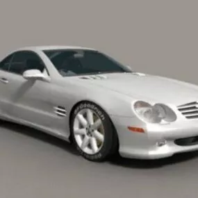White Mercedes Benz Sl 500 Car 3d model