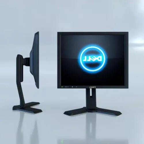 Square Lcd Monitor With Pc Mouse 3d model