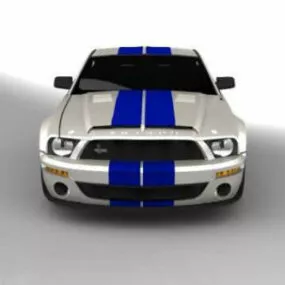 White Mustang Gt500 Car 3d model