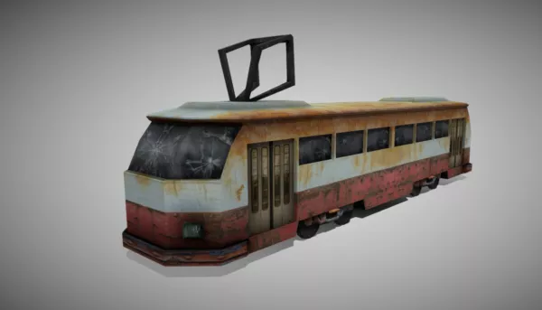 Vintage Electric Apocalyptic Tram 3d model Vintage Electric Apocalyptic Tram 3d model