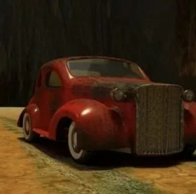 Old Vintage Car Red Color 3d model