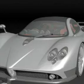 Silver Pagani Zonda F Car 3d model