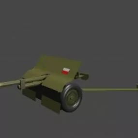 Lowpoly Artillery 37mm 3d model